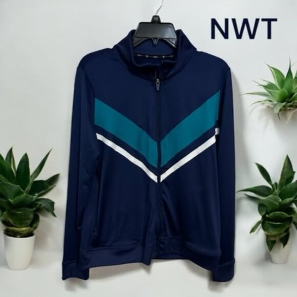 Zelos Jackets & Blazers - * ❤️NWT NAVY/TEAL WORKOUT/CASUAL ZIPPER FRONT JACKET   MEDIUM